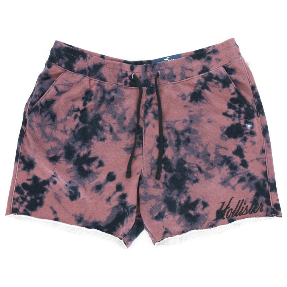 Hollister Mens Tie Dye Jogger Shorts‎ 5" Inseam Drawstring Waist Size XL Raw Hem